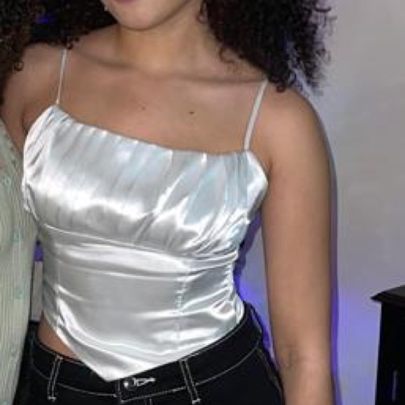 White Satin Top - Picture 1 of 1
